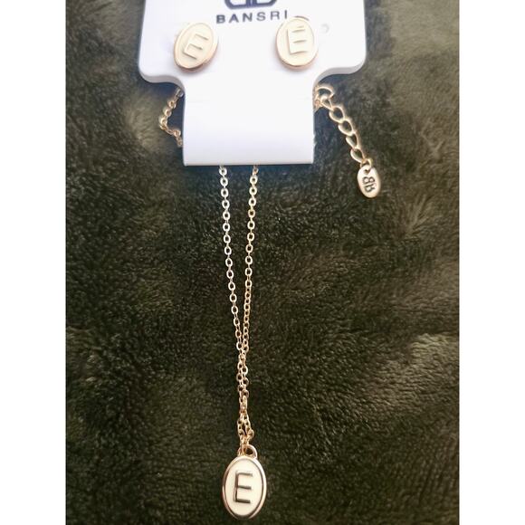 Bansri Jewelry - Bansri Designs Fashion Jewelry "E" Insignia Earring Necklace Set 14K Gold Dipped